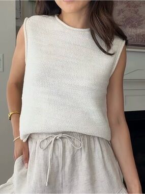 Mango Knit Tank Top - Cream